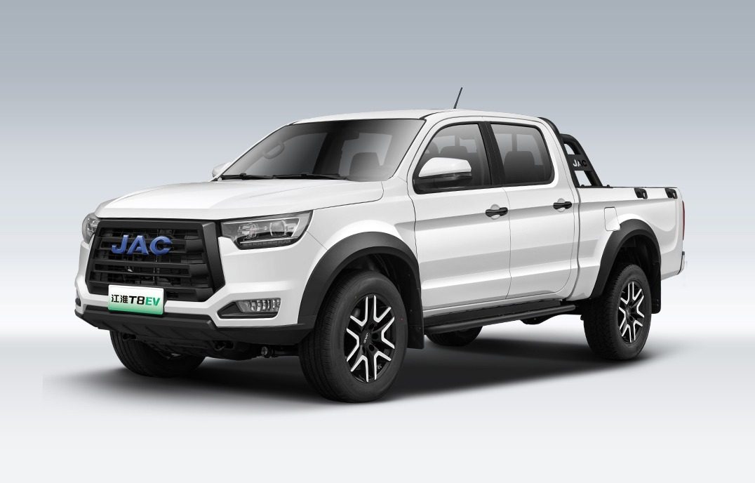 JAC Pickup T8 EV 2025 — главное фото модели, экстерьер, вид спереди 3/4, рынок China